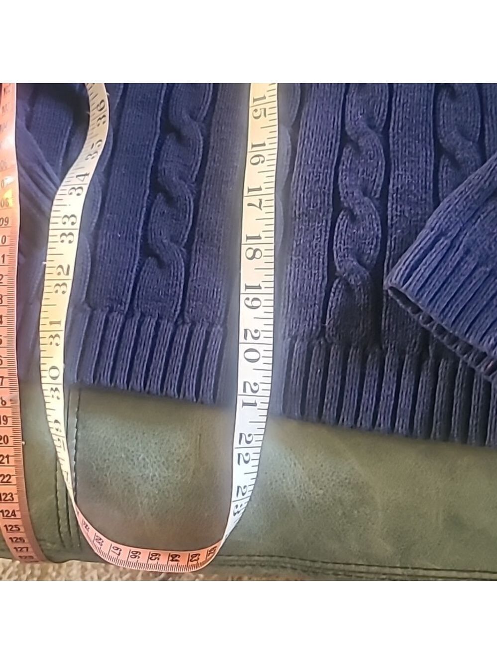 Chaps Cable Knit Sweater.sz.L.dark Blue/white Chaps Emblem. Unisex. (#1573) - Picture 11 of 15